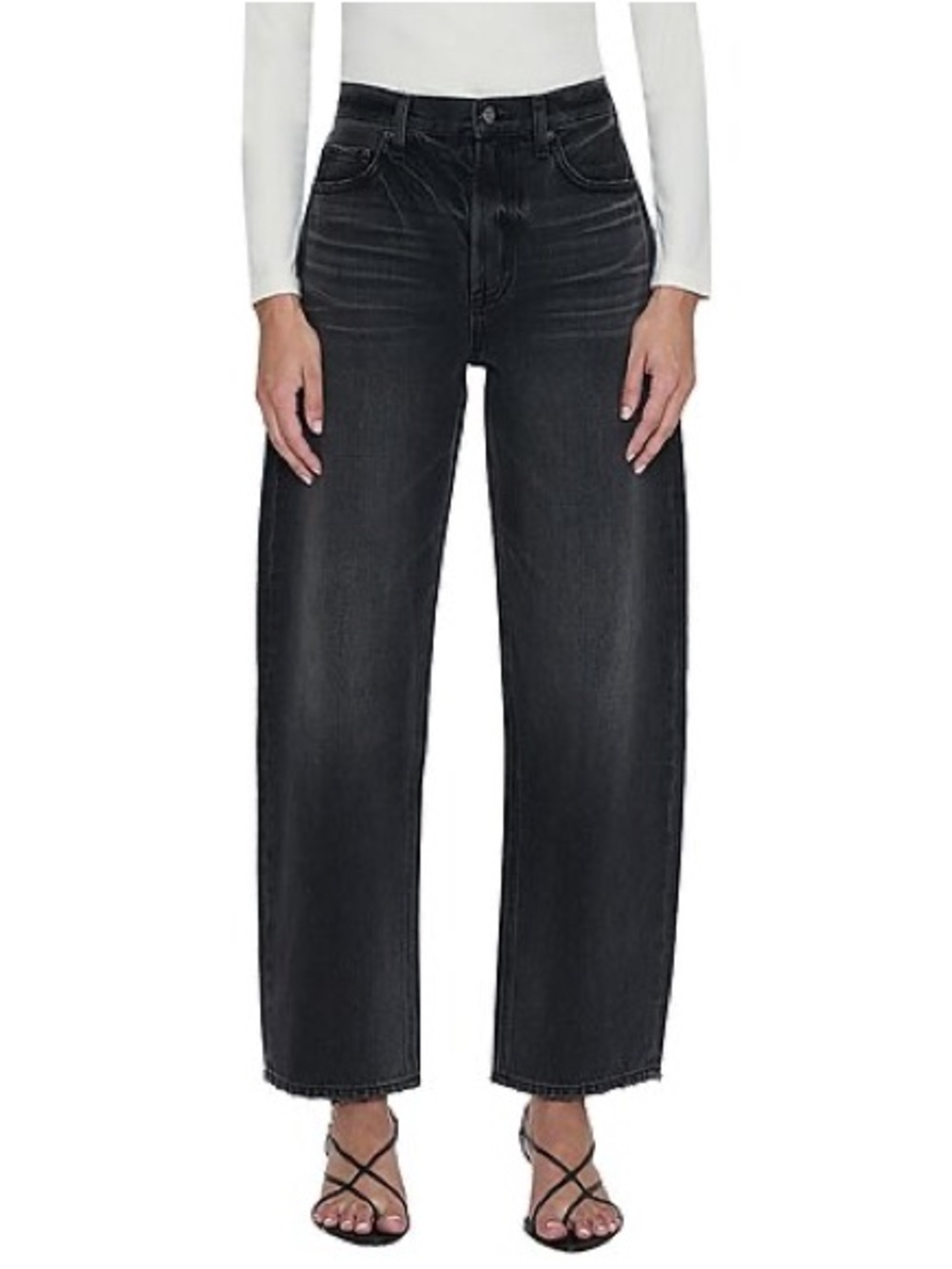 Pistola Wes Caviar High-Rise Barrel-Leg Jeans, Size 26